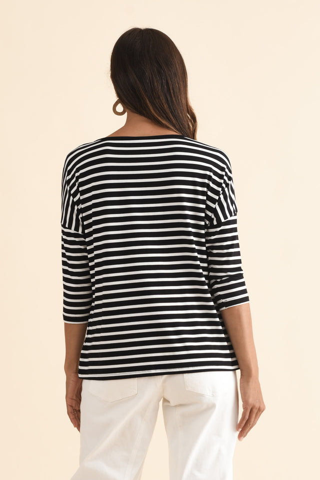 Josette Black Stripe Bamboo Top,Brunette model,alt text|model:Cara image 6