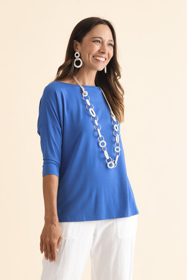 Josette Blue Bamboo Top,Brunette model,alt text|model:Cara image 5
