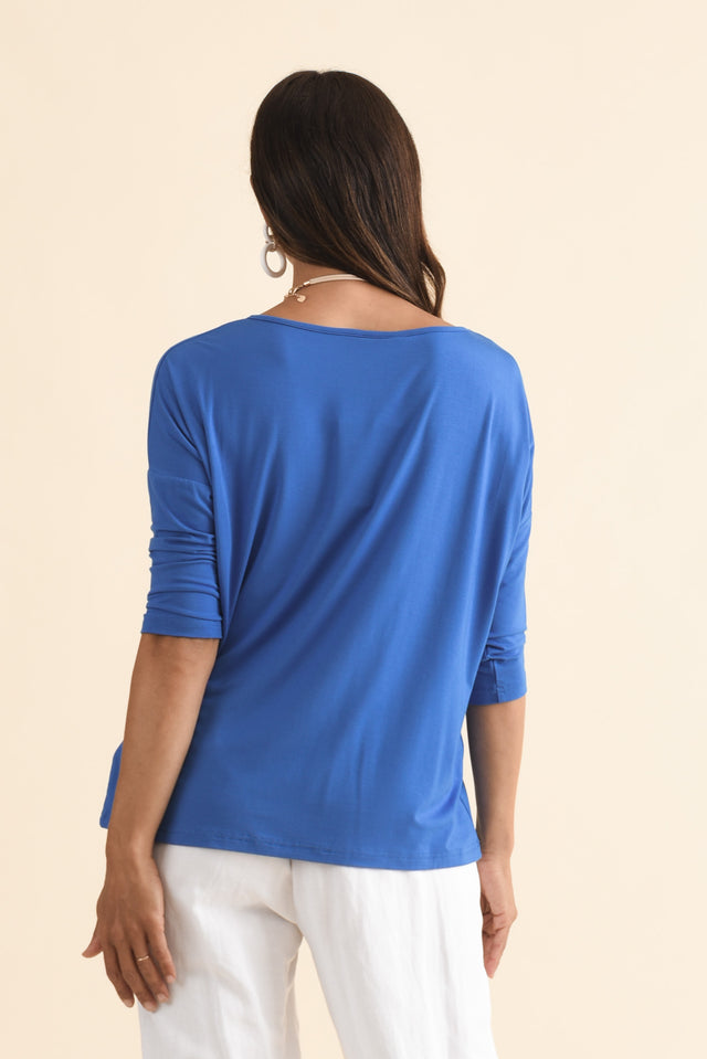 Josette Blue Bamboo Top,Brunette model,alt text|model:Cara image 6