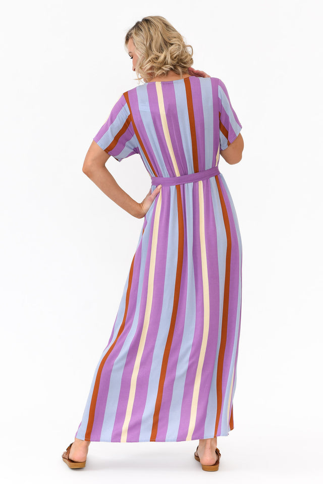 Joy Purple Stripe Elastic Waist Dress
