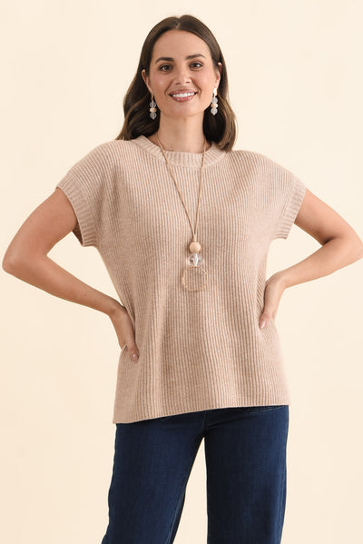 Joyce Beige Wool Cashmere Tee