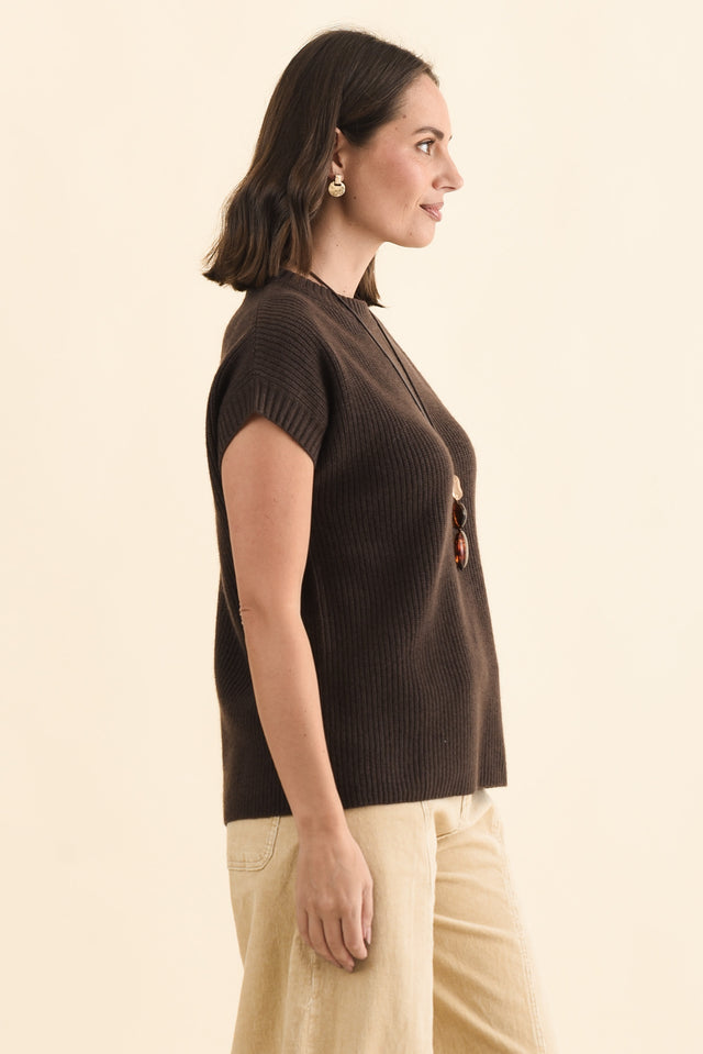 Joyce Chocolate Wool Cashmere Tee image 3