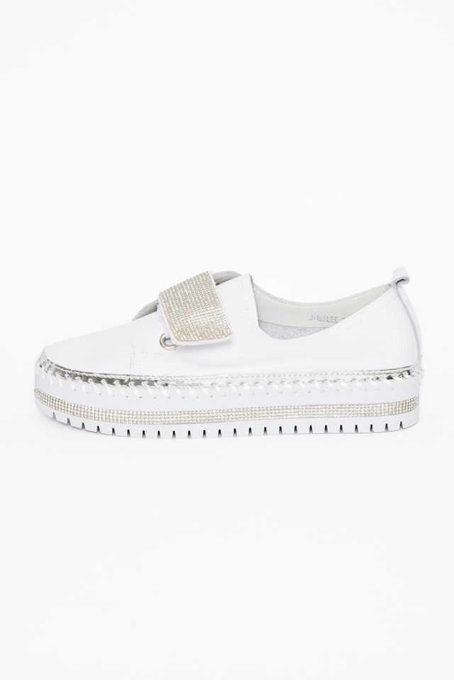 Jubilee White Leather Diamante Sneaker