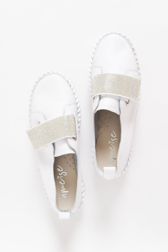 Jubilee White Leather Diamante Sneaker