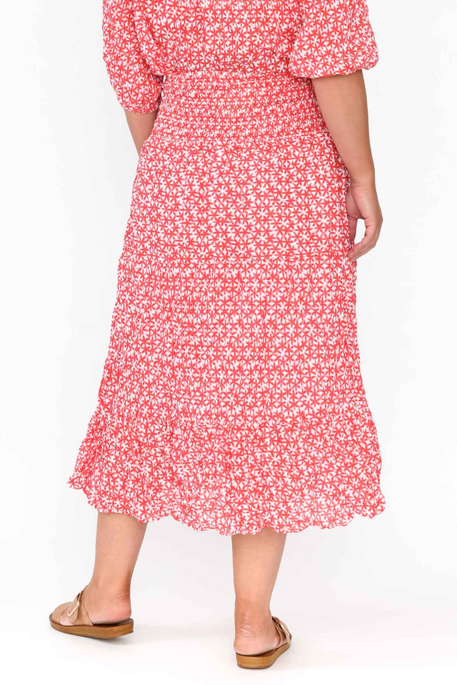 Jude Red Flower Crinkle Cotton Skirt image 10