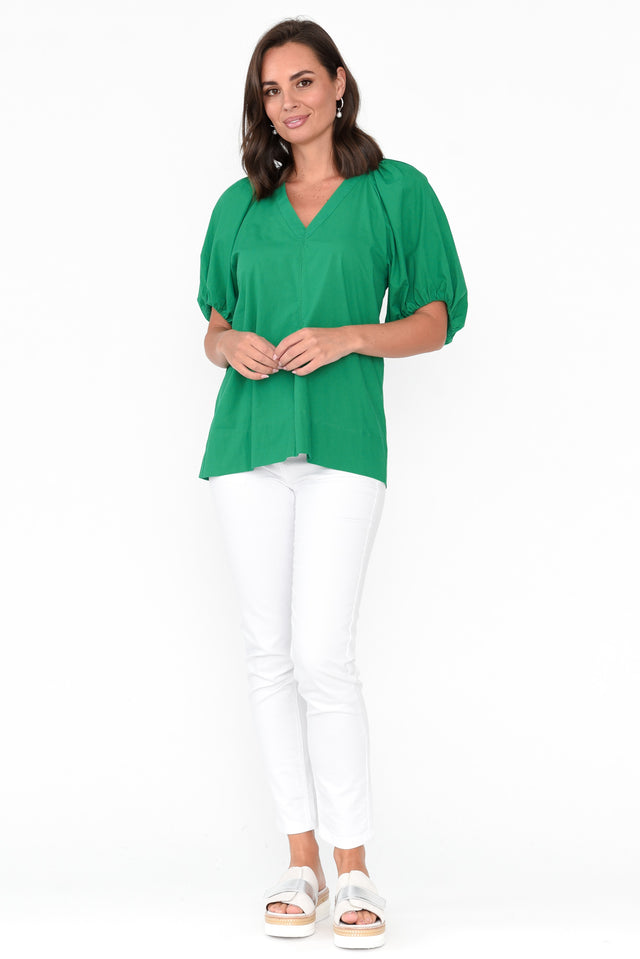 Juliet Green Cotton Blouse Top