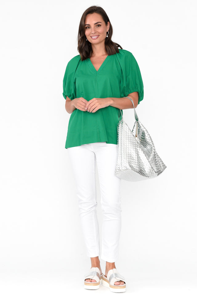 Juliet Green Cotton Blouse Top