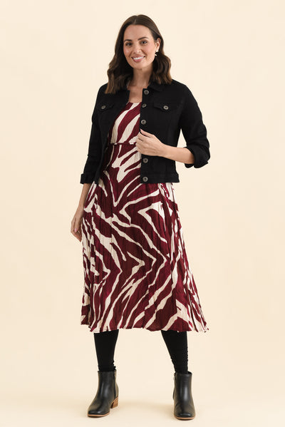 Juna Burgundy Abstract Crescent Dress