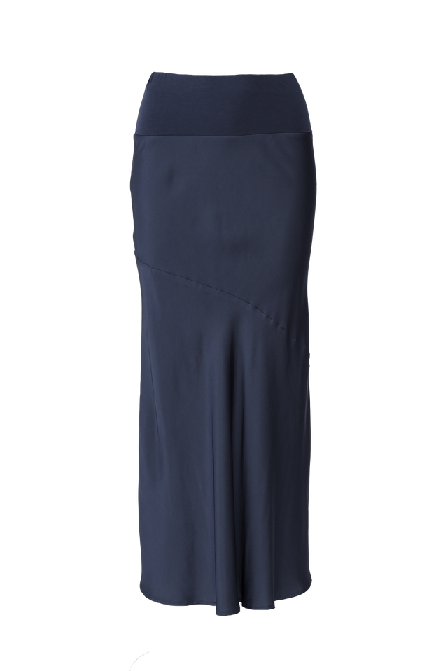 Keep Me Waiting Navy Bias Skirt