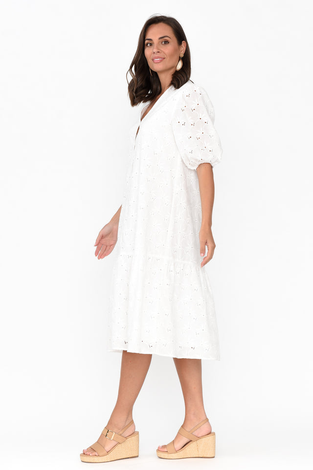 Kailey White Embroidered Cotton Dress image 3