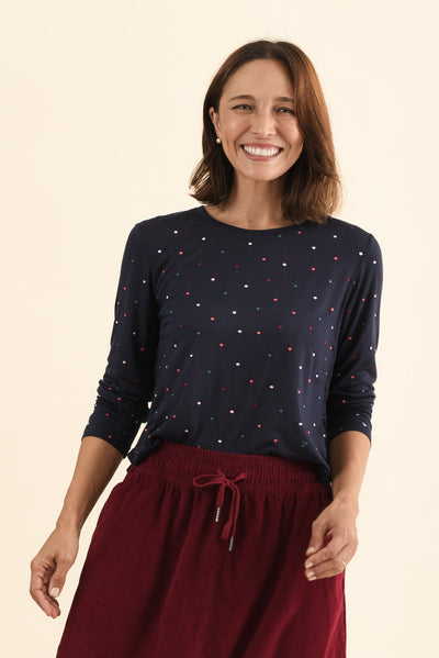 Kaja Navy Spot Long Sleeve Tee