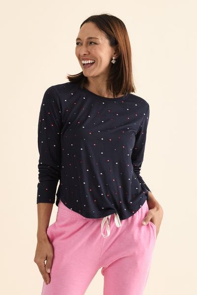 Kaja Navy Spot Long Sleeve Tee