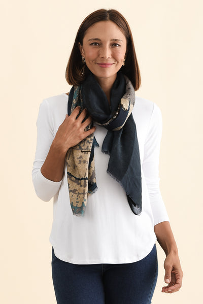 Kallo Navy Abstract Scarf