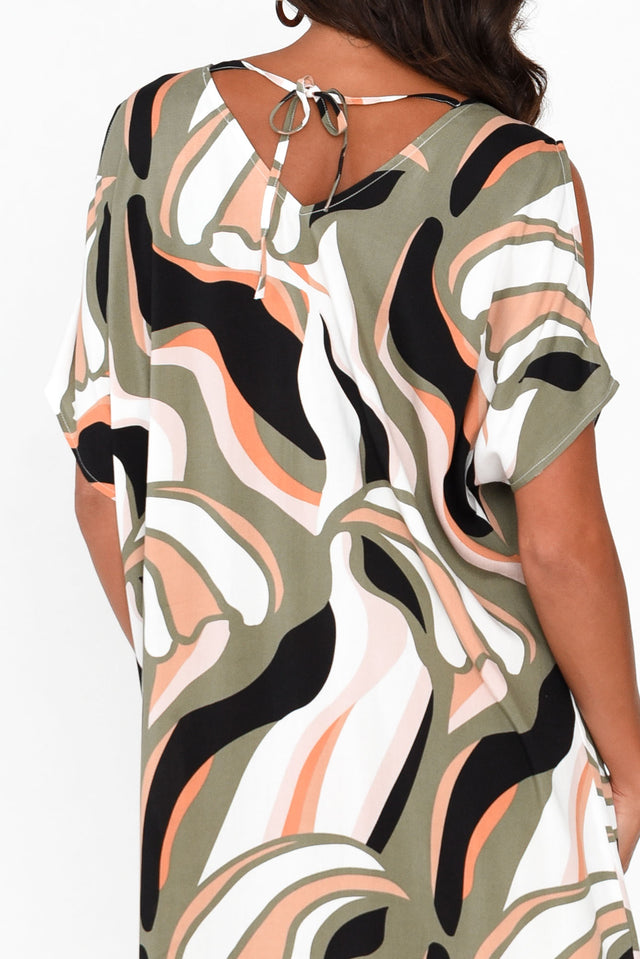 Kamryn Khaki Swirl Kaftan Dress