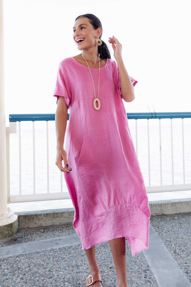 Kandace Pink Linen Pocket Dress image 1
