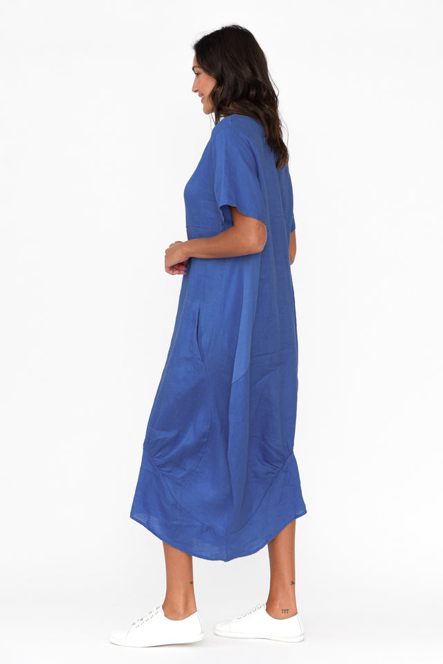 Kandace Cobalt Linen Pocket Dress