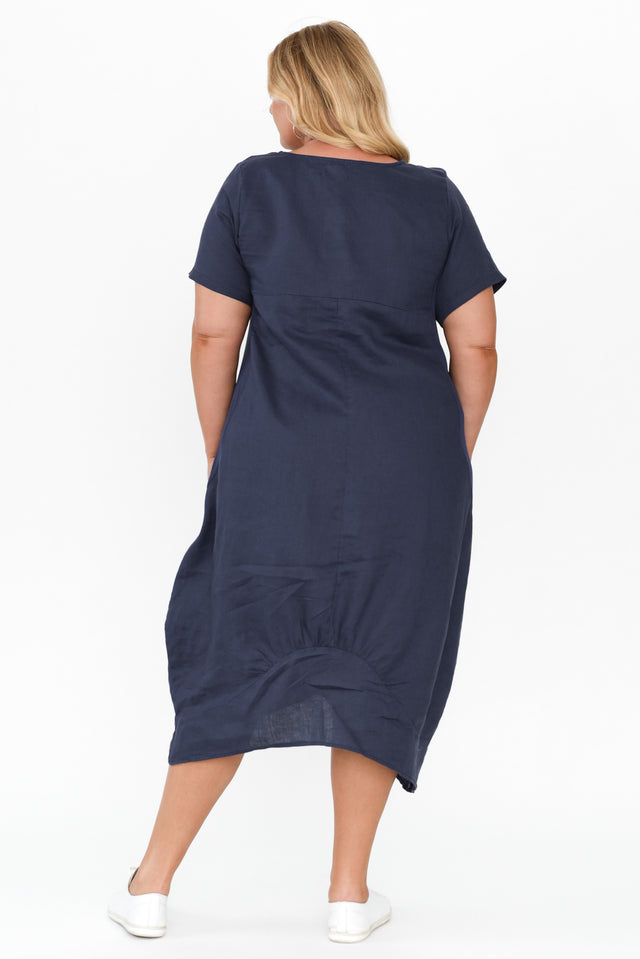 Kandace Navy Linen Pocket Dress image 9