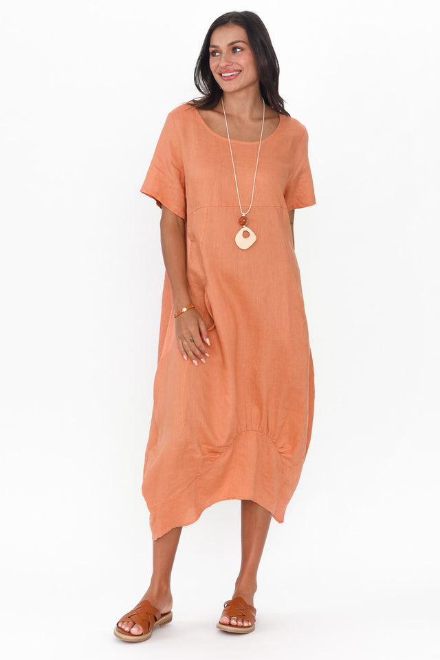 Kandace Orange Linen Pocket Dress image 7