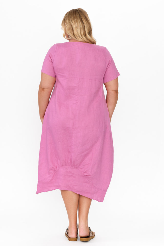 Kandace Pink Linen Pocket Dress