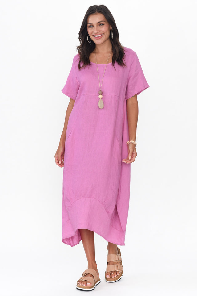 Kandace Pink Linen Pocket Dress image 4