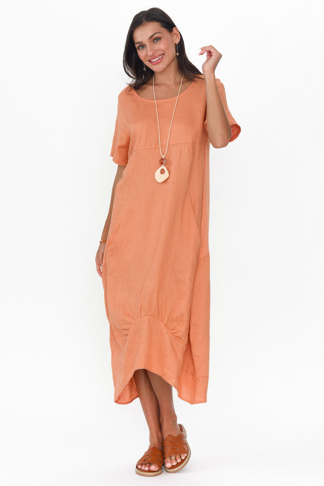 Kandace Orange Linen Pocket Dress banner image
