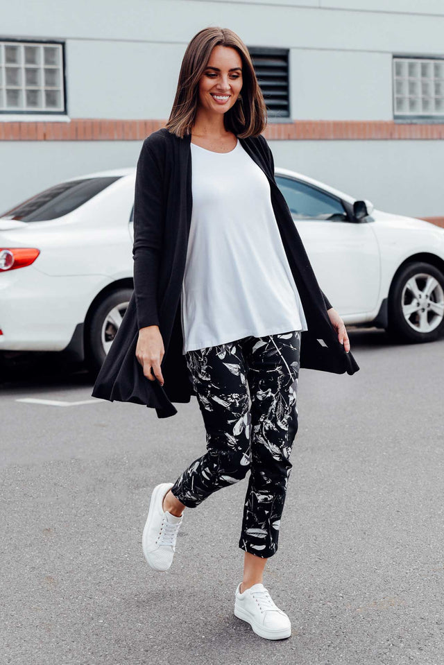 Milo Black Leaf Stretch Pants