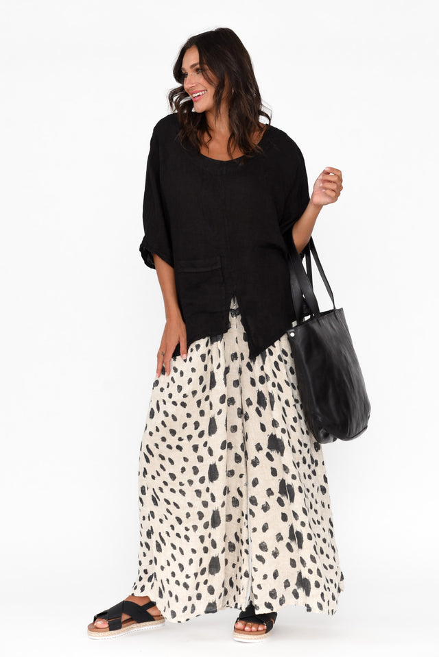 Kara Black Linen Top