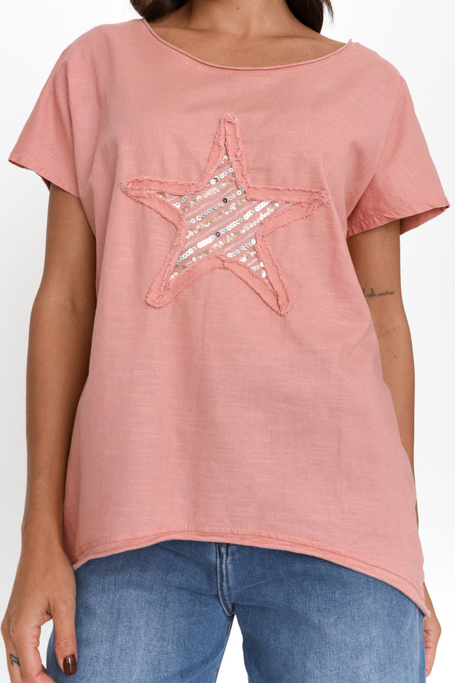 Kassidy Pink Star Sequin Tee image 6