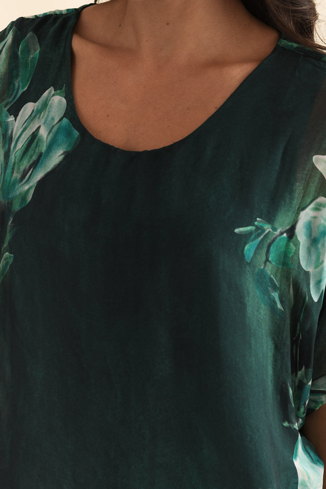 Katerina Emerald Floral Silk Overlay Maxi Dress,Brunette model,alt text|model:Brontie image 6