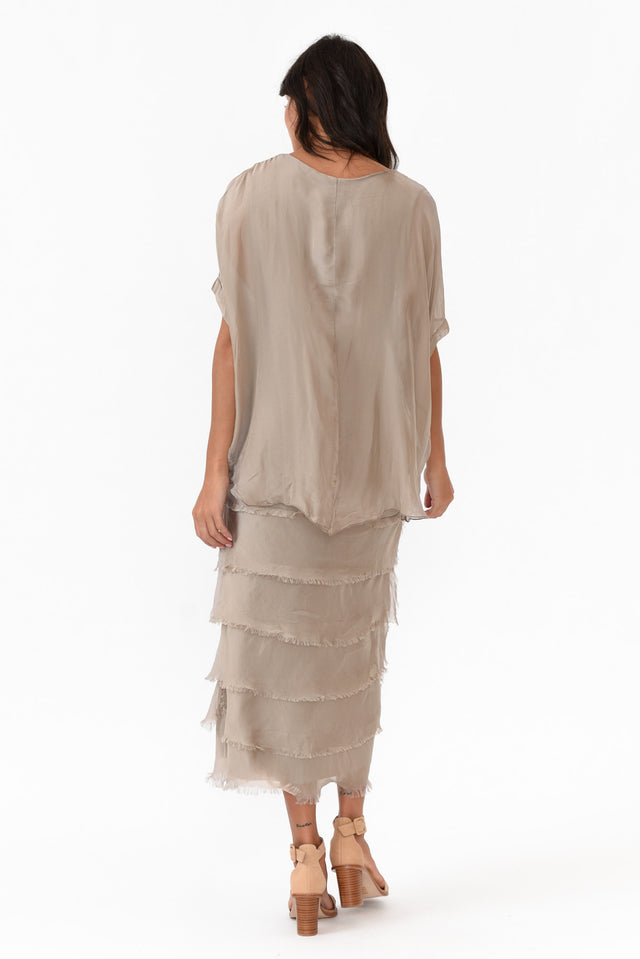 Katerina Taupe Silk Overlay Maxi Dress image 5