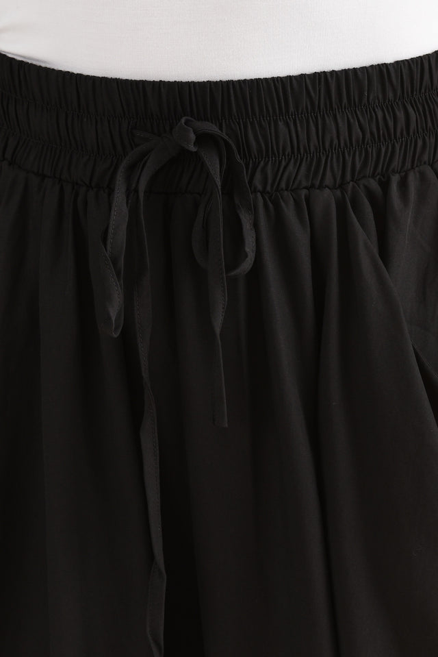 Katie Black Drawstring Midi Skirt,Detail,Brunette model,alt text|model:Laura image 5
