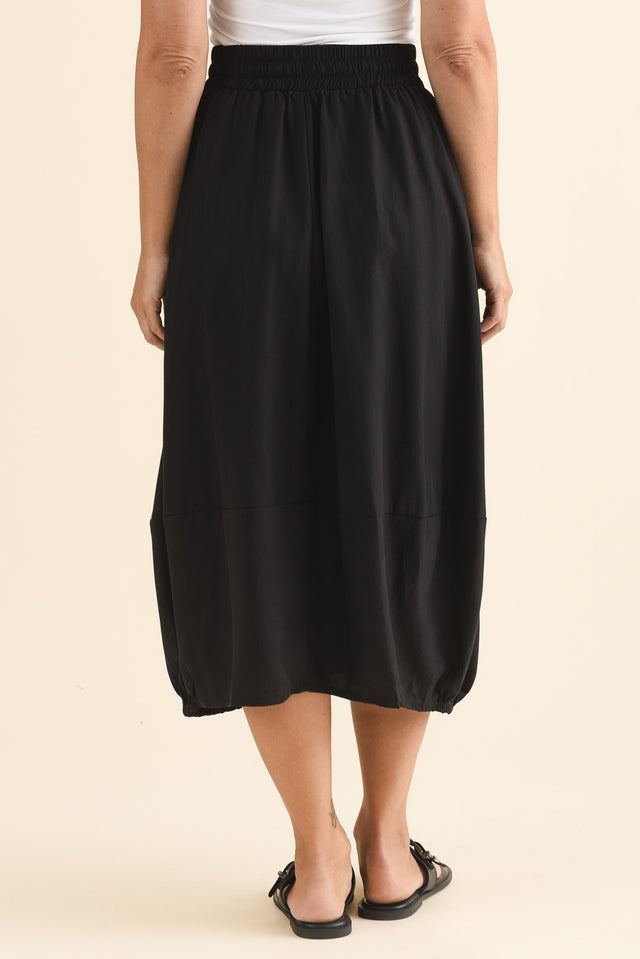 Katie Black Drawstring Midi Skirt,Back,Brunette model,alt text|model:Laura image 4