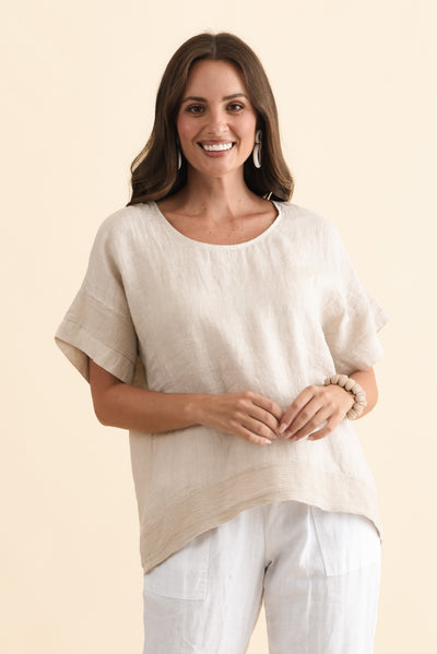 Kaya Beige Linen Top