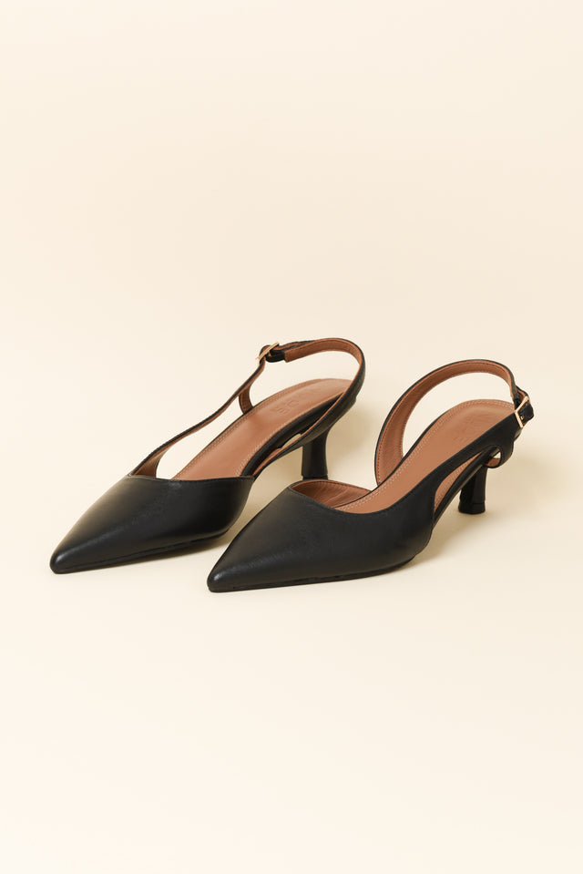 Kaylee Black Leather Slingback Heel image 2