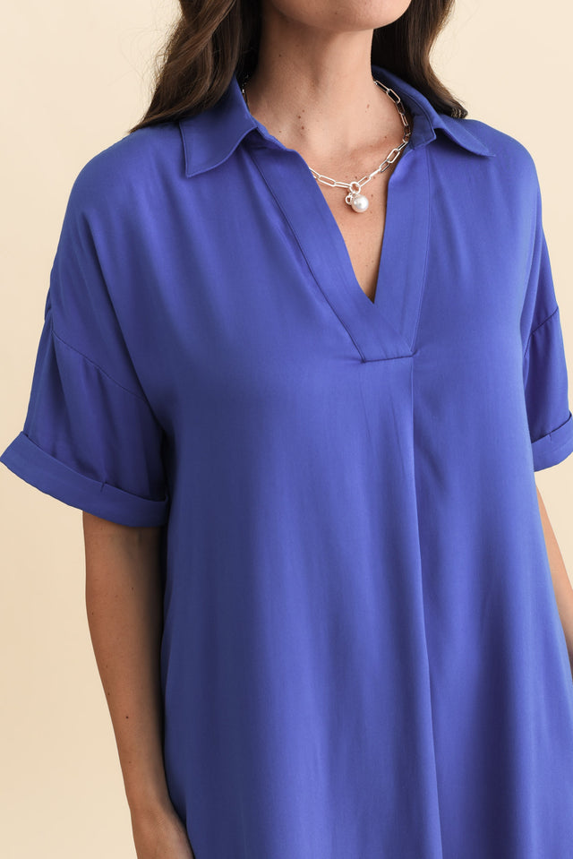 Kazi Cobalt Shirt Dress,Brunette model,alt text|model:MJ image 7