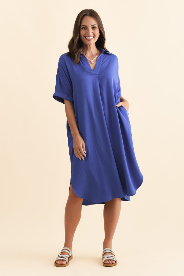 Kazi Cobalt Shirt Dress,Brunette model,alt text|model:MJ image 4
