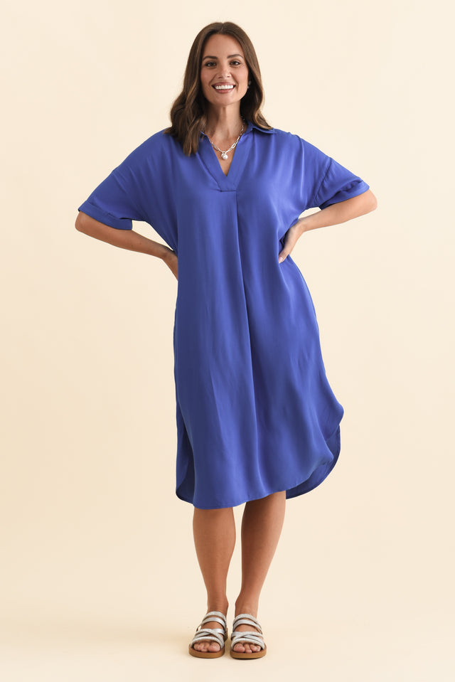 Kazi Cobalt Shirt Dress,Brunette model,alt text|model:MJ image 8