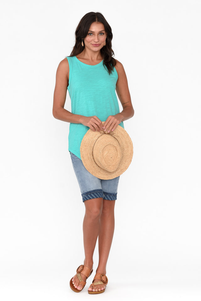 Keira Turquoise Cotton Tank