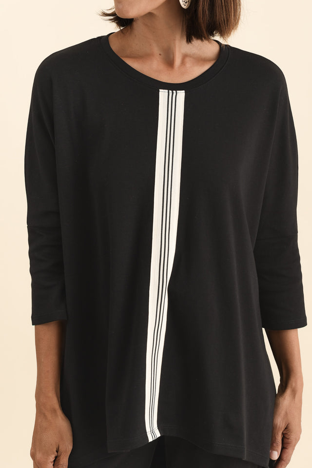 Keiran Black Stripe Cotton Top,Brunette model,alt text|model:Cara image 6