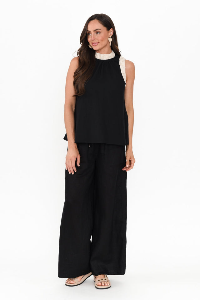 Kelley Black Trim Cotton Blend Tank,Brunette model,alt text|model:Elouise image 8