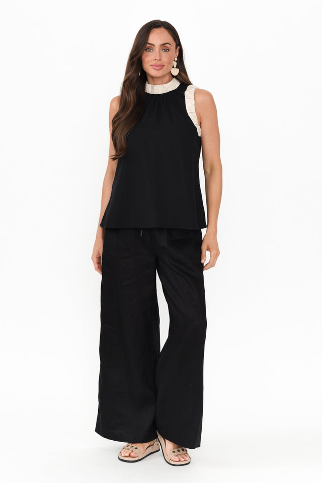 Kelley Black Trim Cotton Blend Tank,Brunette model,alt text|model:Elouise image 4