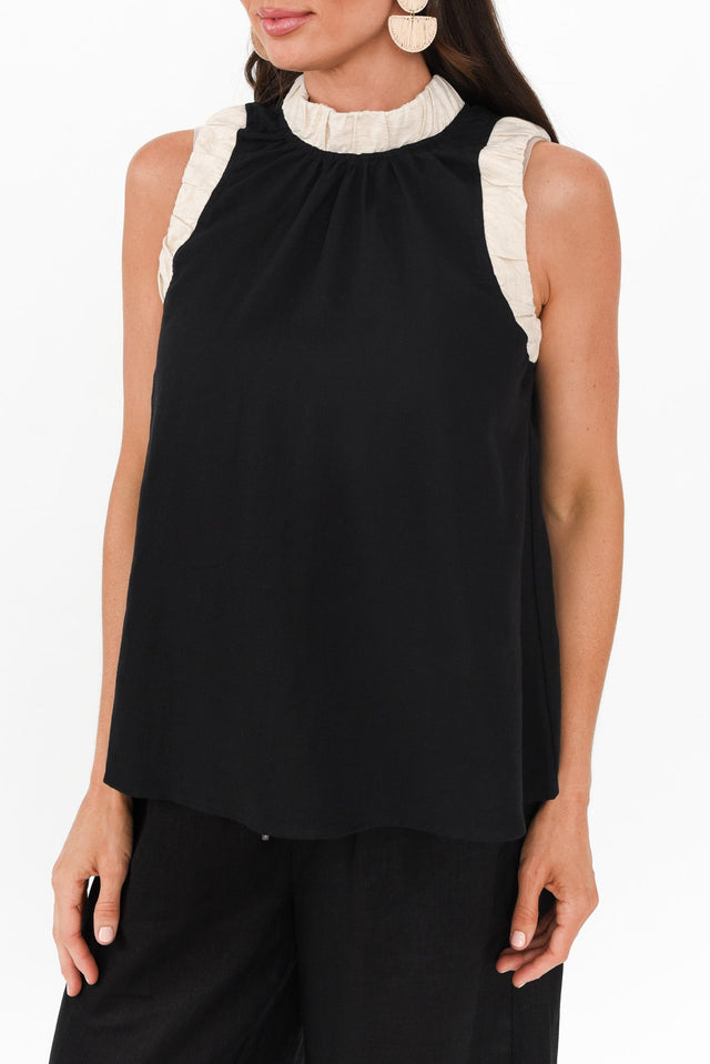 Kelley Black Trim Cotton Blend Tank,Brunette model,alt text|model:Elouise image 7
