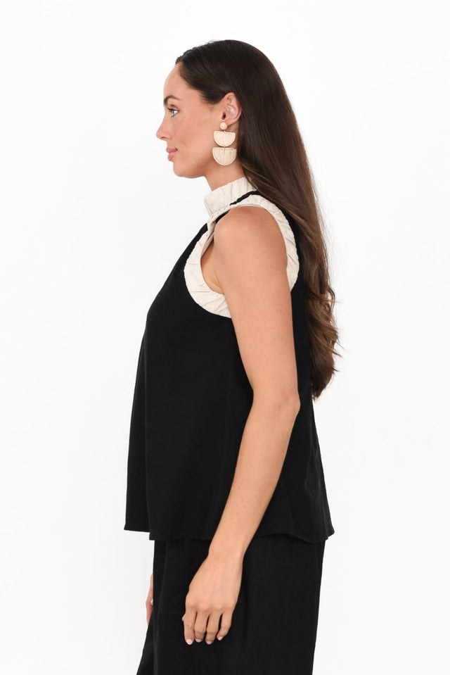 Kelley Black Trim Cotton Blend Tank,Brunette model,alt text|model:Elouise image 5