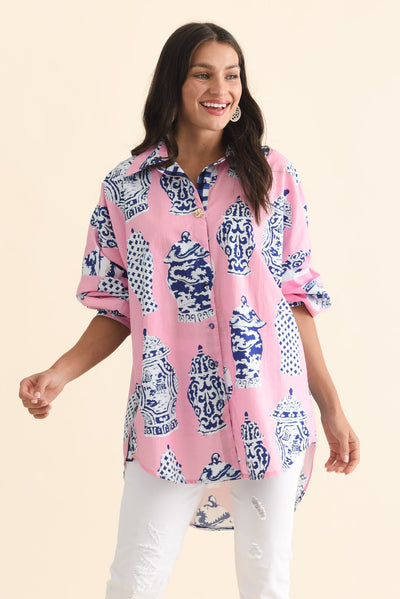 Kendy Pink Pottery Cotton Shirt