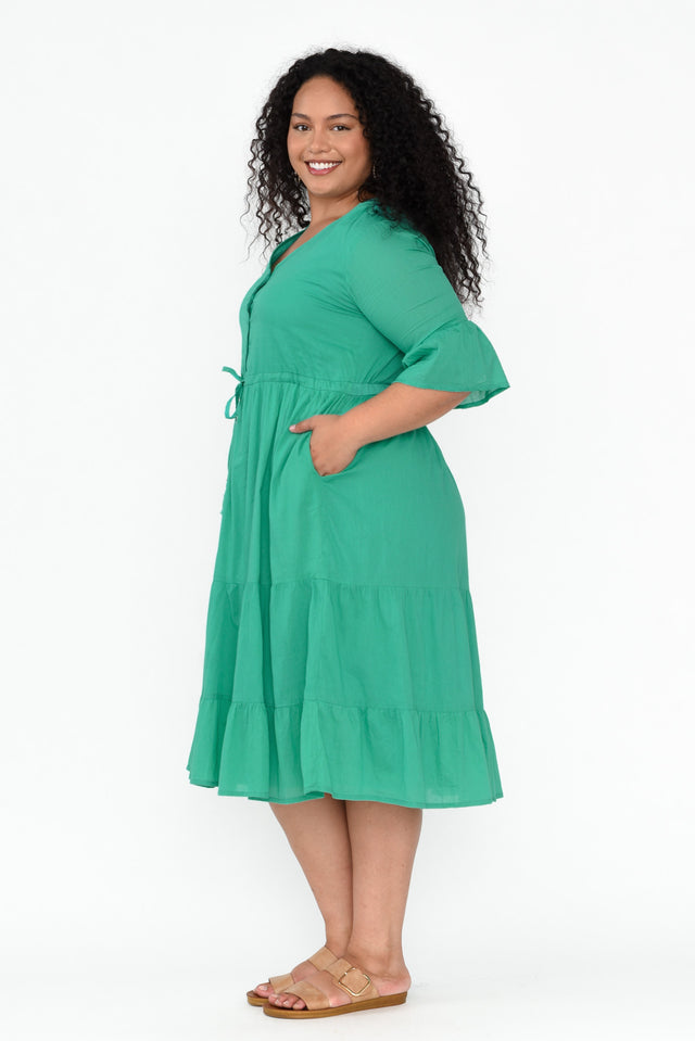 Kenley Green Crinkle Cotton Dress