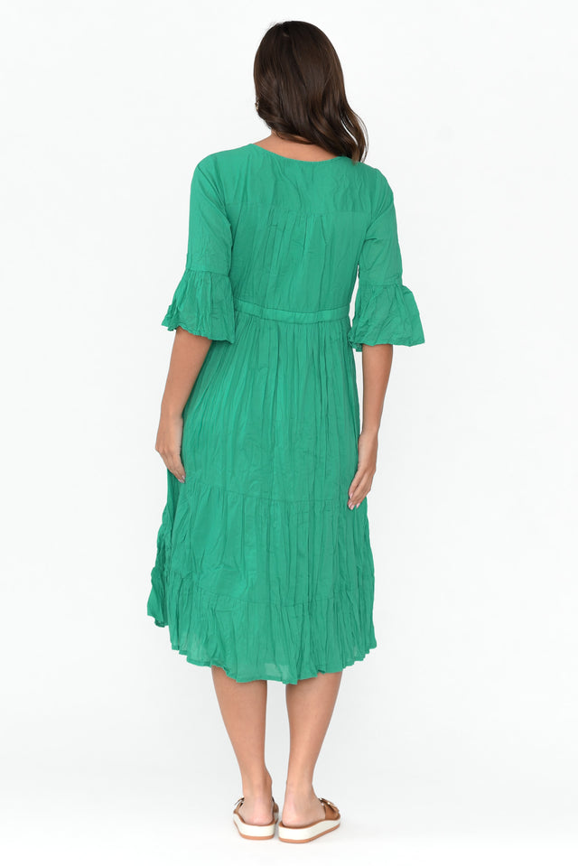 Kenley Green Crinkle Cotton Dress