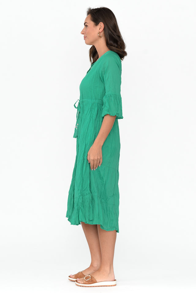Kenley Green Crinkle Cotton Dress