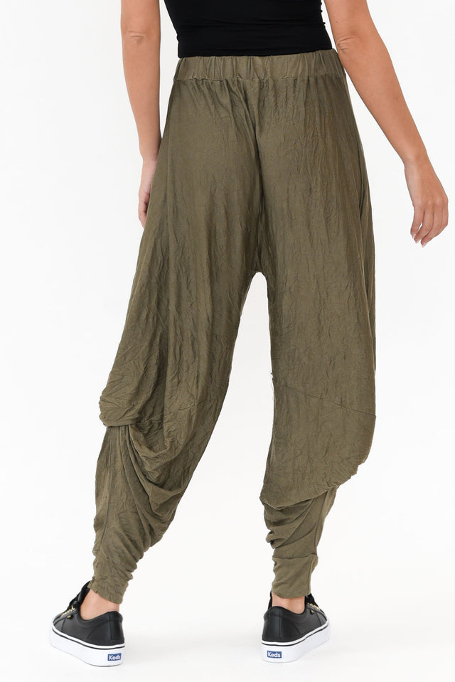 Khaki Crinkle Cotton Cloud Pants