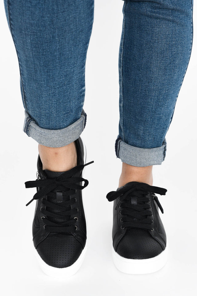 Kiki Black Leather Zip Sneaker image 5