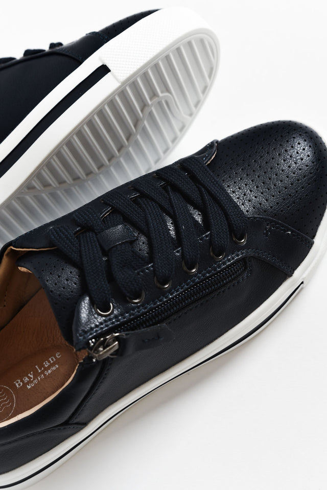 Kiki Navy Leather Zip Sneaker image 4